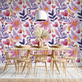 Watercolor Floral and Heart Mural Wallpaper — Soft Pastel Whimsy Mural Wallpaper - room preview 03