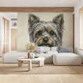 Yorkshire Terrier Sketch Mural Wallpaper — Hand-Drawn Pet Portrait Mural Wallpaper - room preview 03