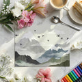 Minimalist Mountain Range Mural Wallpaper with Soaring Birds Mural Wallpaper - room preview 03