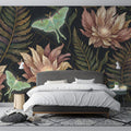 Luna Moth and Botanical Garden Mural Wallpaper — Dark Academia Mural Wallpaper - room preview 03
