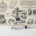 Nautical Instrument Encyclopedia Mural Wallpaper — Vintage Aesthetic Mural Wallpaper - room preview 03