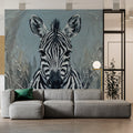 Zebra Portrait Mural Wallpaper in Thick Oil Impasto Texture Mural Wallpaper - room preview 03