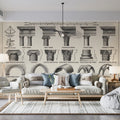 Architectural Blueprint Mural Wallpaper — Classical Sketch Mural Wallpaper - room preview 03
