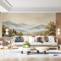 Watercolor Autumn River Valley Mural Wallpaper - room preview 03