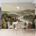 Misty Autumn River Valley Mural Wallpaper - room preview 03