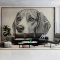Beagle Dog Sketch Mural Wallpaper — Hand-Drawn Floral Art Mural Wallpaper - room preview 03
