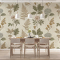 Vintage Botanical Illustration Mural Wallpaper in Muted Earth Tones Mural Wallpaper - room preview 03