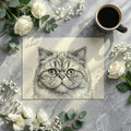 Cat Portrait Line Art Mural Wallpaper — Sophisticated Sketch Design Mural Wallpaper - room preview 03
