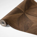 Geometric Walnut Parquet Mural Wallpaper — Sophisticated Wood Grain Mural Wallpaper - room preview 03