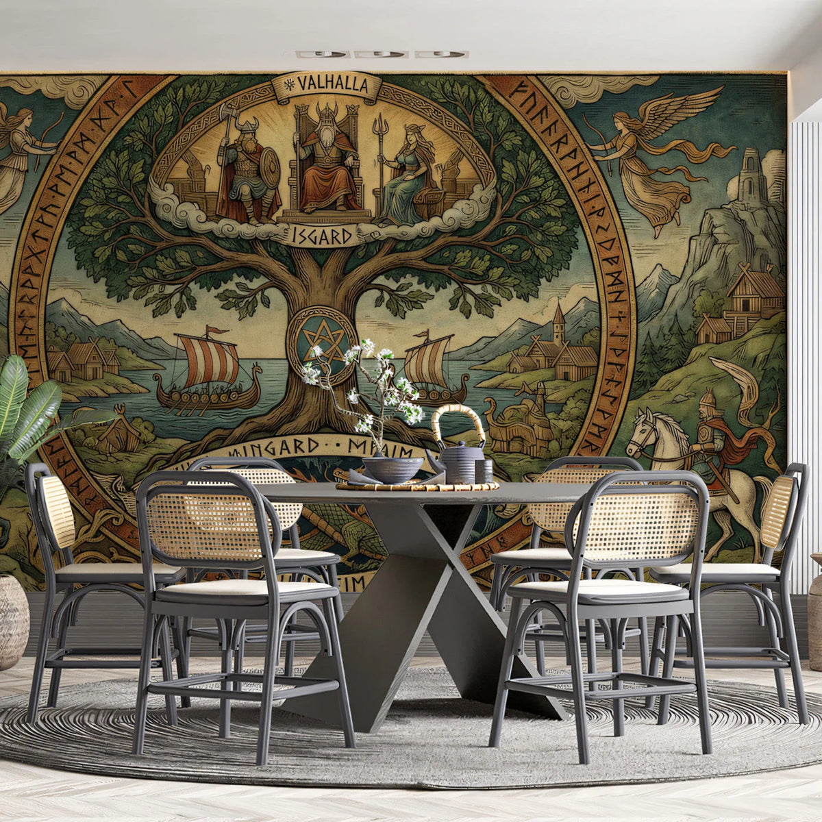 Norse Mythology Yggdrasil Mural Wallpaper — Artistic Heritage Mural Wallpaper - room preview 03