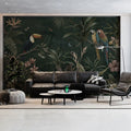 Jungle Paradise Mural Wallpaper in Deep Forest Green Mural Wallpaper - room preview 03