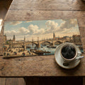 Historical Harbor Cityscape Mural Wallpaper —Vintage Art Mural Wallpaper - room preview 03