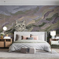 Impressionist Cat in Meadow Mural Wallpaper — Artistic Texture Mural Wallpaper - room preview 03