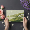 Mediterranean Coastline Mural Wallpaper in Sage and Olive Green Mural Wallpaper - room preview 03