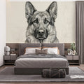 German Shepherd Portrait Mural Wallpaper — Fine Line Art Style Mural Wallpaper - room preview 03