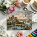 Gothic Castle Landscape Mural Wallpaper with Vintage Airships Mural Wallpaper - room preview 03