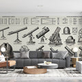 Vintage Astronomical Telescope Study Mural Wallpaper - room preview 03