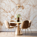 Golden Botanical Line Art Mural Wallpaper in Minimalist Style Mural Wallpaper - room preview 03