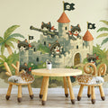 Cat Pirate Fortress Mural Wallpaper — Playful Whimsical Design Mural Wallpaper - room preview 03