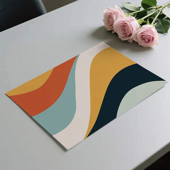 Retro Wavy Stripe Mural Wallpaper in Mid-Century Organic Palette Mural Wallpaper - room preview 03