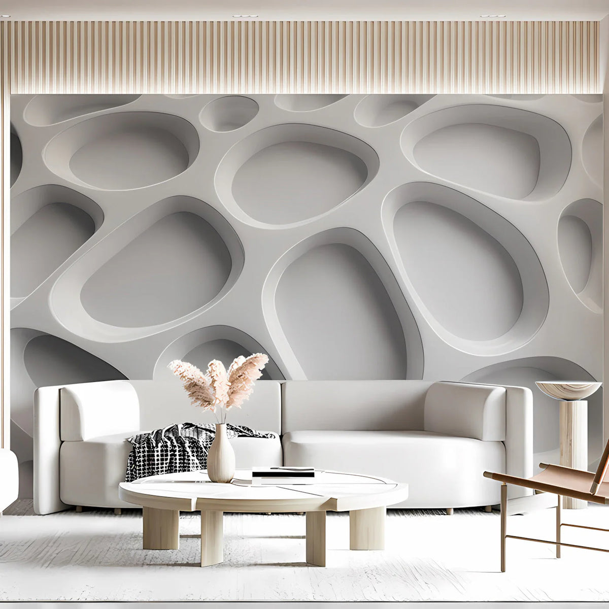 Organic Cellular 3D Mural Wallpaper — Modern Architectural Decor Mural Wallpaper - room preview 03