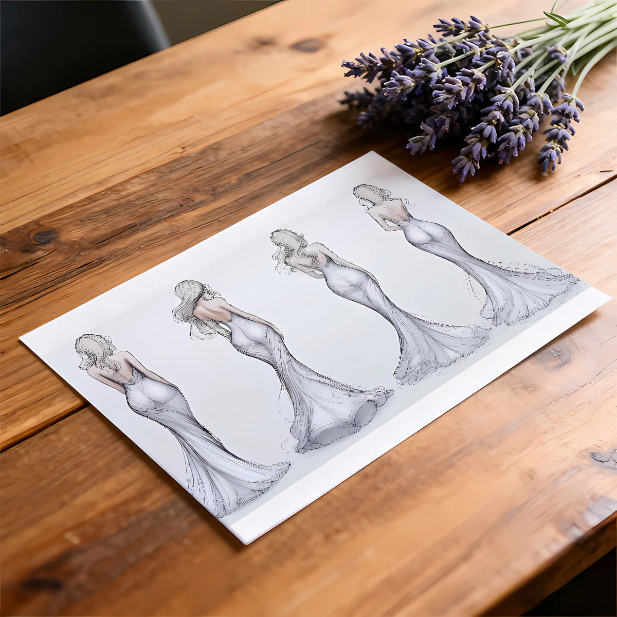 Fashion Sketch Silhouette Mural Wallpaper in Minimalist Monochrome Mural Wallpaper - room preview 03