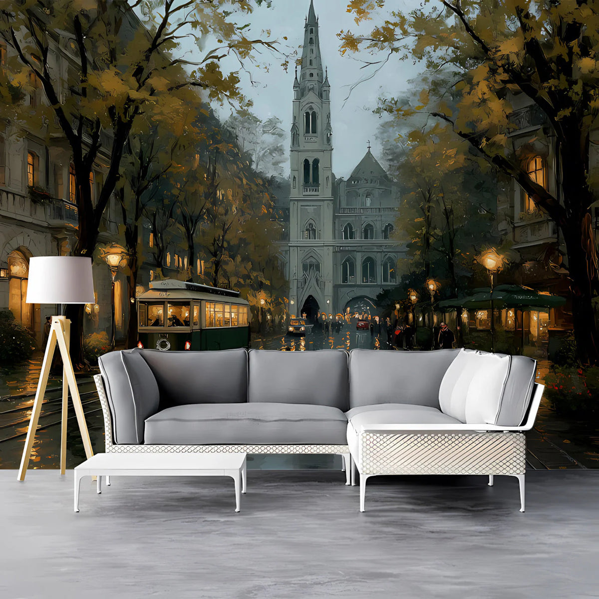 Old World European City Street Mural Wallpaper - room preview 03