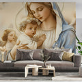 Madonna and Cherubs Oil Painting Mural Wallpaper - room preview 03