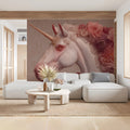 Floral Unicorn Mural Wallpaper with Soft Blush Tones Mural Wallpaper - room preview 03
