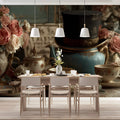 Victorian Tea Party Mural Wallpaper — Whimsical Floral Decor Mural Wallpaper - room preview 03
