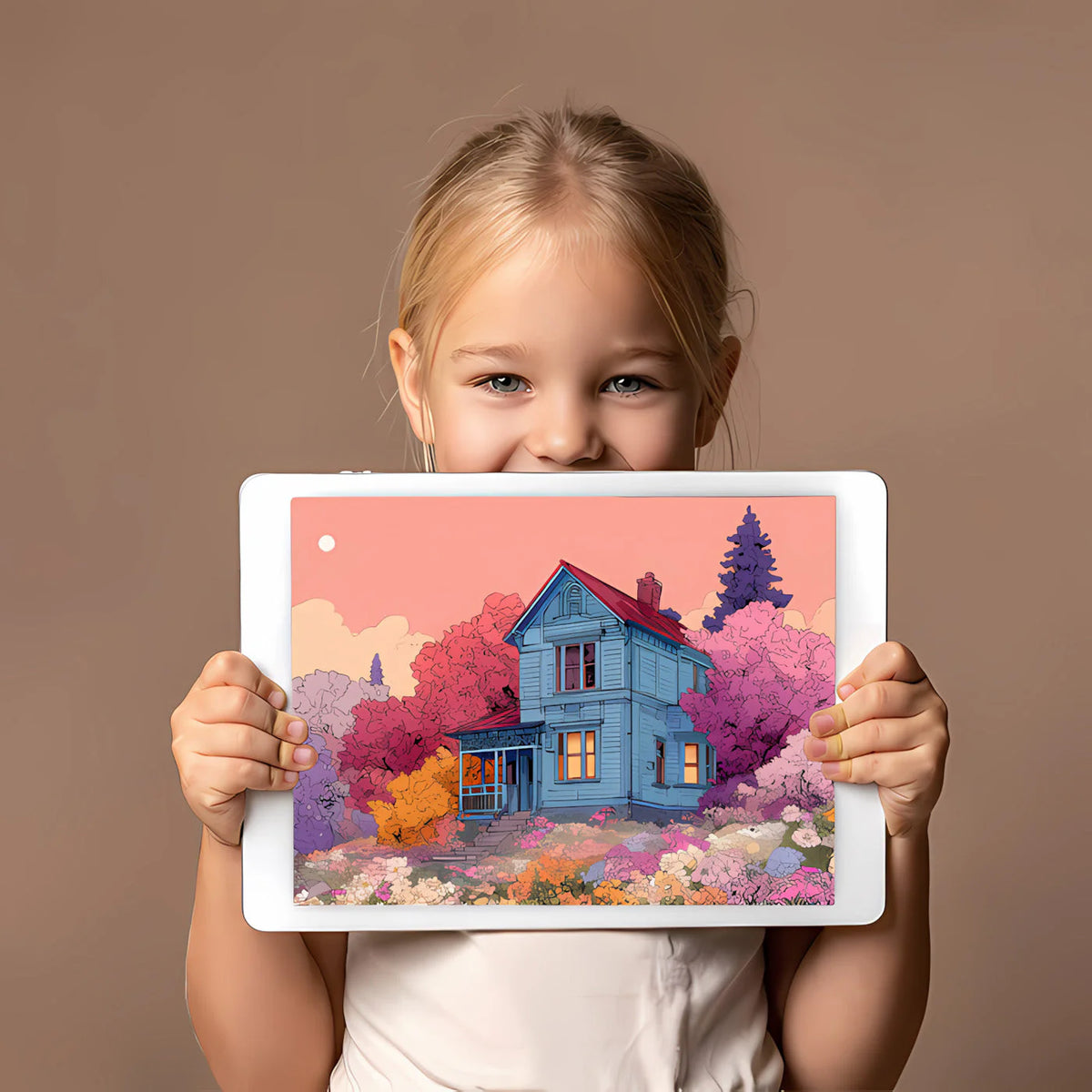Victorian Cottage Mural Wallpaper — Whimsical Dreamscape Illustration Mural Wallpaper - room preview 03