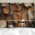 Natural Tree Bark Mural Wallpaper — Rustic Earth Tones Mural Wallpaper - room preview 03