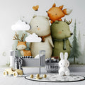 Forest Friends Whimsical Mural Wallpaper — Soft Woodland Illustration Mural Wallpaper - room preview 03