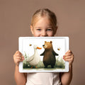 Bear and Duck Storybook Mural Wallpaper — Whimsical Kids Illustration Mural Wallpaper - room preview 03