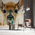 Fawn Portrait Mural Wallpaper — Watercolor Animal Wall Art Mural Wallpaper - room preview 03