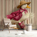 Dapper Duck Mural Wallpaper — Whimsical Storybook Illustration Mural Wallpaper - room preview 03
