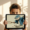Tennis Teddy Bear Mural Wallpaper — Whimsical Sports Illustration Mural Wallpaper - room preview 03