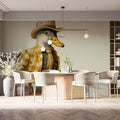 Dapper Duck Mural Wallpaper in Warm Ochre and Cream Mural Wallpaper - room preview 03