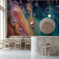 Cosmic Fluid Abstract Mural Wallpaper — Vibrant Artistic Design Mural Wallpaper - room preview 03