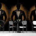 Black Tie Silhouette Mural Wallpaper — Elegant Gentleman Motif Mural Wallpaper - room preview 03