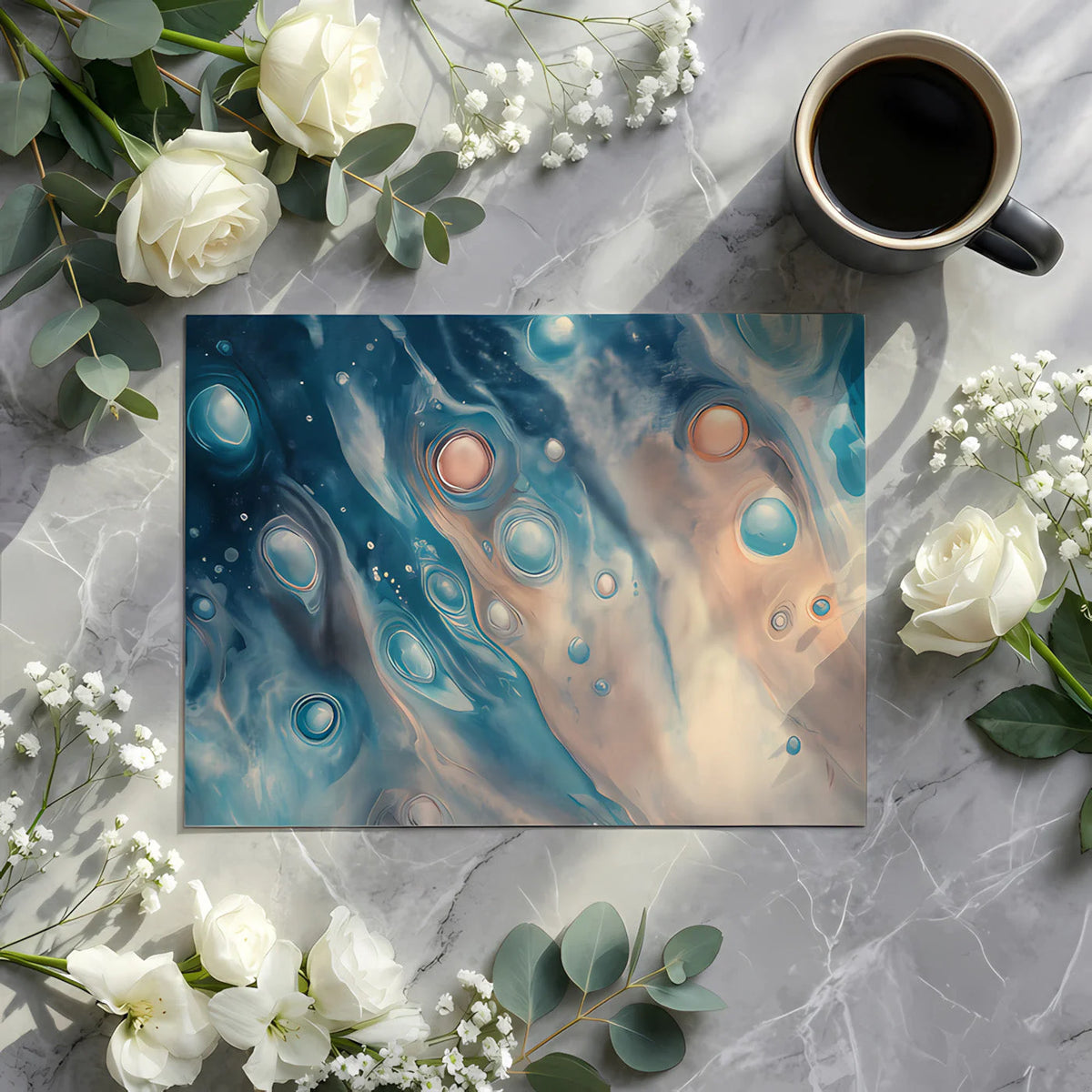 Abyssal Fluid Motion Mural Wallpaper — Modern Abstract Art Mural Wallpaper - room preview 03