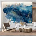 Whale and Floral Impressionist Mural Wallpaper - room preview 03