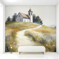 Country Chapel Watercolor Landscape Mural Wallpaper - room preview 03