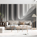 Monochrome Vertical Wave Mural Wallpaper — Abstract Modern Design Mural Wallpaper - room preview 03