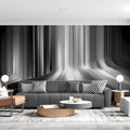 Monochrome Linear Waterfall Mural Wallpaper — Abstract Modern Art Mural Wallpaper - room preview 03