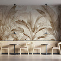 Botanical Sketch Mural Wallpaper — Warm Sepia Leaf Pattern Mural Wallpaper - room preview 03
