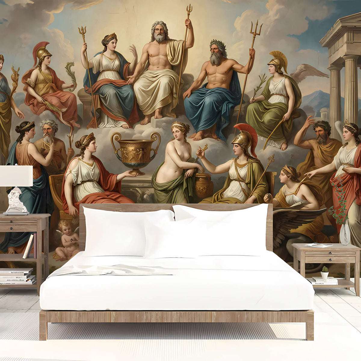 Olympian Pantheon Mural Wallpaper — Classical Mythology Scene Mural Wallpaper - room preview 03