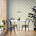 Geometric Petal Mural Wallpaper — Soft Sage and Neutral Tile Mural Wallpaper - room preview 03