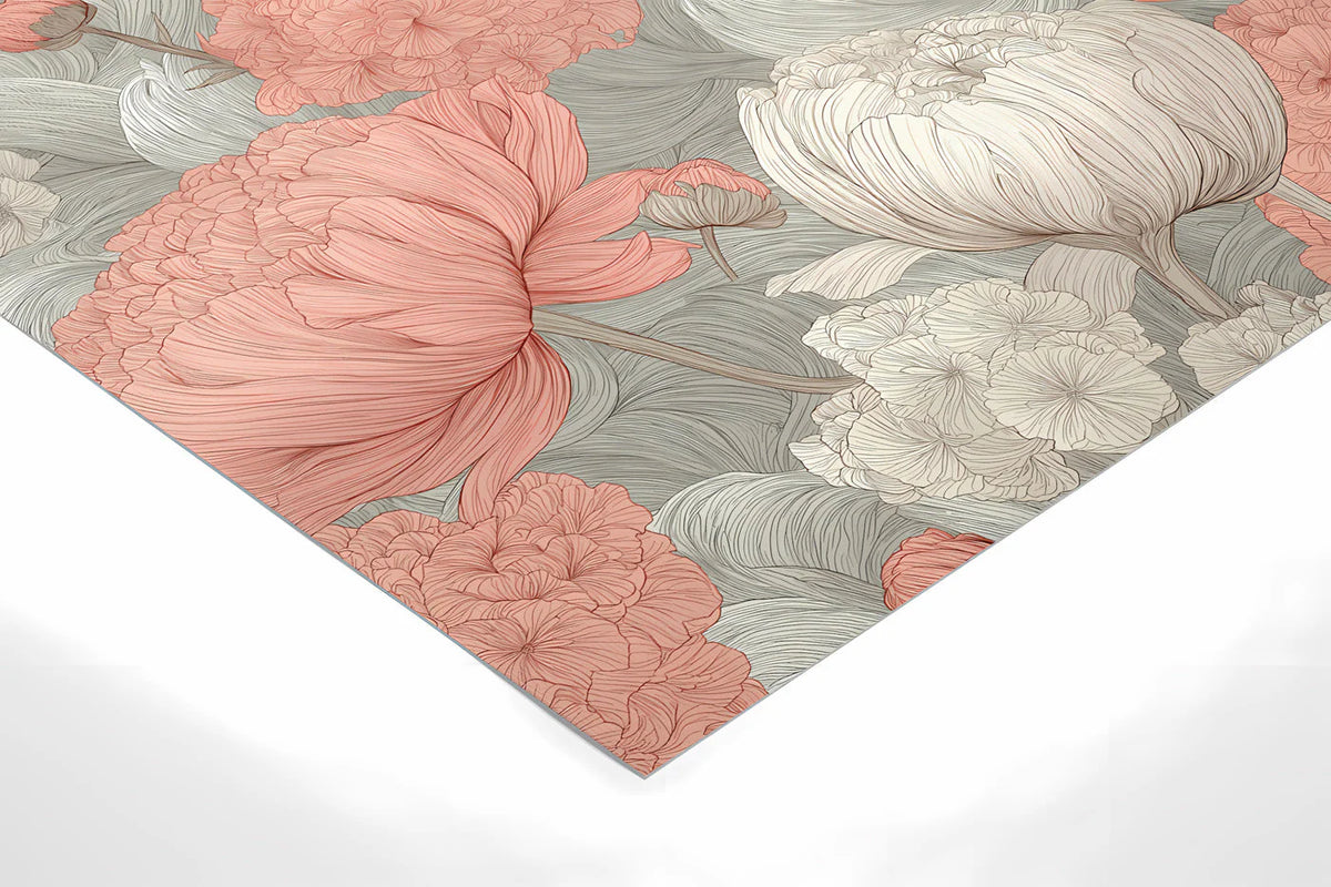 Blush Peony Garden Mural Wallpaper — Floral Sketch Design Mural Wallpaper - room preview 03
