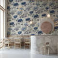 Chinoiserie Floral Mural Wallpaper in Classic Blue and Cream Mural Wallpaper - room preview 03